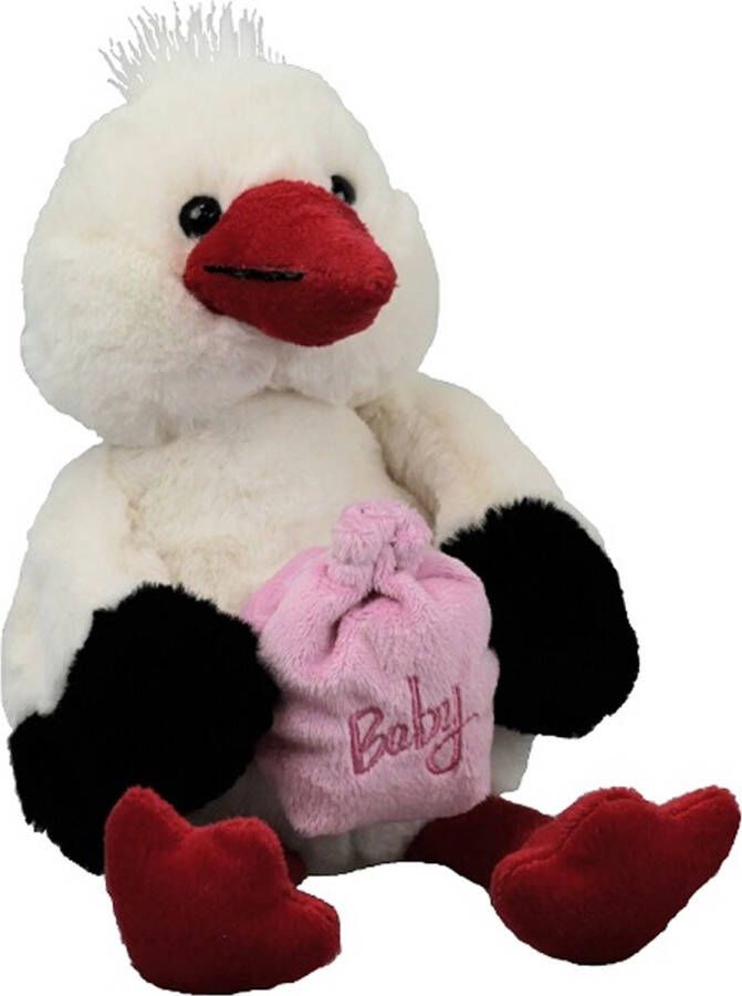 Imware Inware pluche geboorte ooievaar knuffeldier wit staand 21 cm baby girl geboorte jongen Vogel knuffels