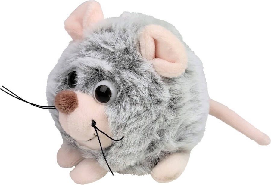 Imware Inware pluche muis knuffeldier grijs 9 cm Knuffel boederijdieren