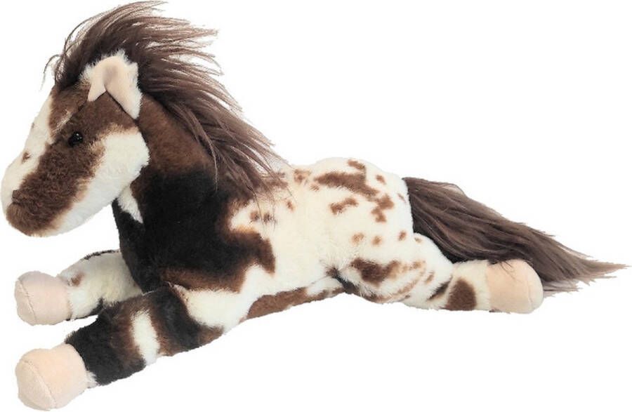Imware Inware pluche paard knuffeldier bruin wit liggend 40 cm Knuffel boederijdieren
