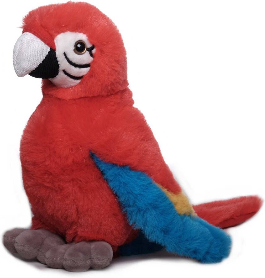 Inware Pluche papegaai vogel knuffel rood blauw polyester 20 cm