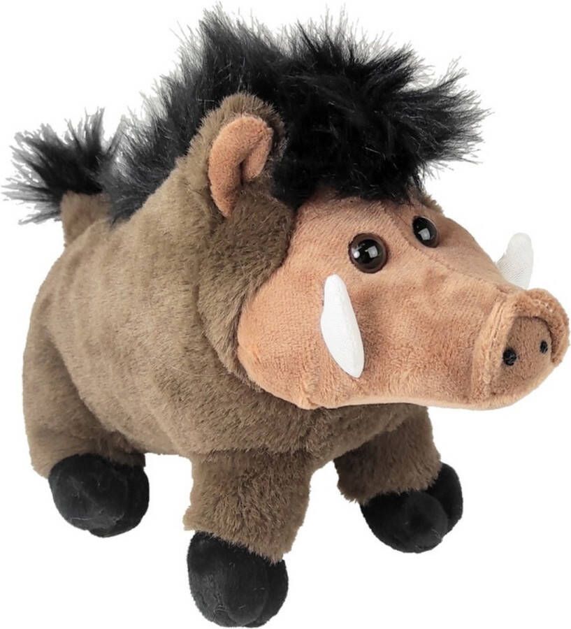 Imware Inware pluche wild zwijn knuffeldier bruin staand 18 cm Knuffel bosdieren