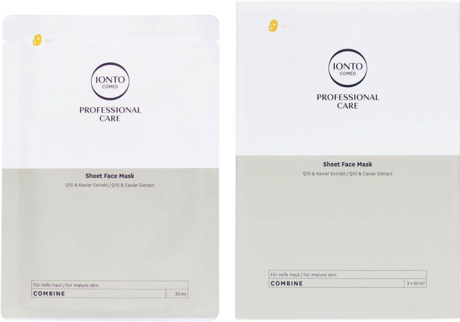 IONTO-COMED Sheet Face Mask verrijkte Caviar en Q10 Gezichtsmaskers 3 stuks Bio-Cellulose Tissue Masker Gezicht voor rijpere huid – Anti Aging Gezichtsverzorging Voedt revitaliseert en beschermt tegen vroegtijdige huidveroudering