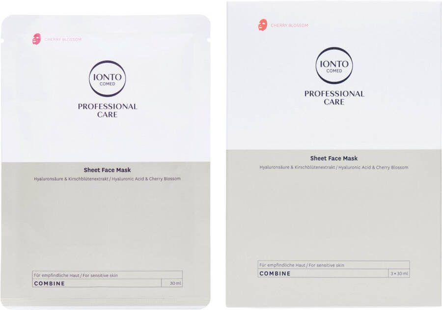 IONTO-COMED Sheet Face Mask verzachtende Cherry Blossom Gezichtsmaskers 3 stuks Bio-Cellulose Tissue Masker Gezicht voor gevoelige huid – Verlicht roodheid ontspant gestreste huid en biedt intensieve hydratatie