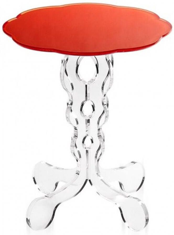 Iplex Design prêt-à-porter Iplex Design Arabesco nachtkastje salontafel in acrylic glas oranje transparante bijzettafel
