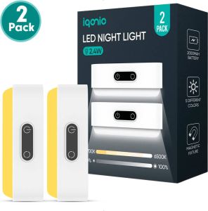 Iqonic LED Bedlamp 2 Stuks Hoofdbord Slaapkamer Volwassen & Kinderen 5 Kleuren Dimbaar USB oplaadbaar Warm Wit Licht Leeslamp
