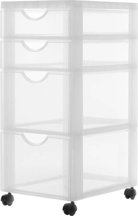 IRIS Easygrip Chest ladekast 2 lades x 15L 2 lades x 7 5L Kunststof Wit Transparant Met wieltjes