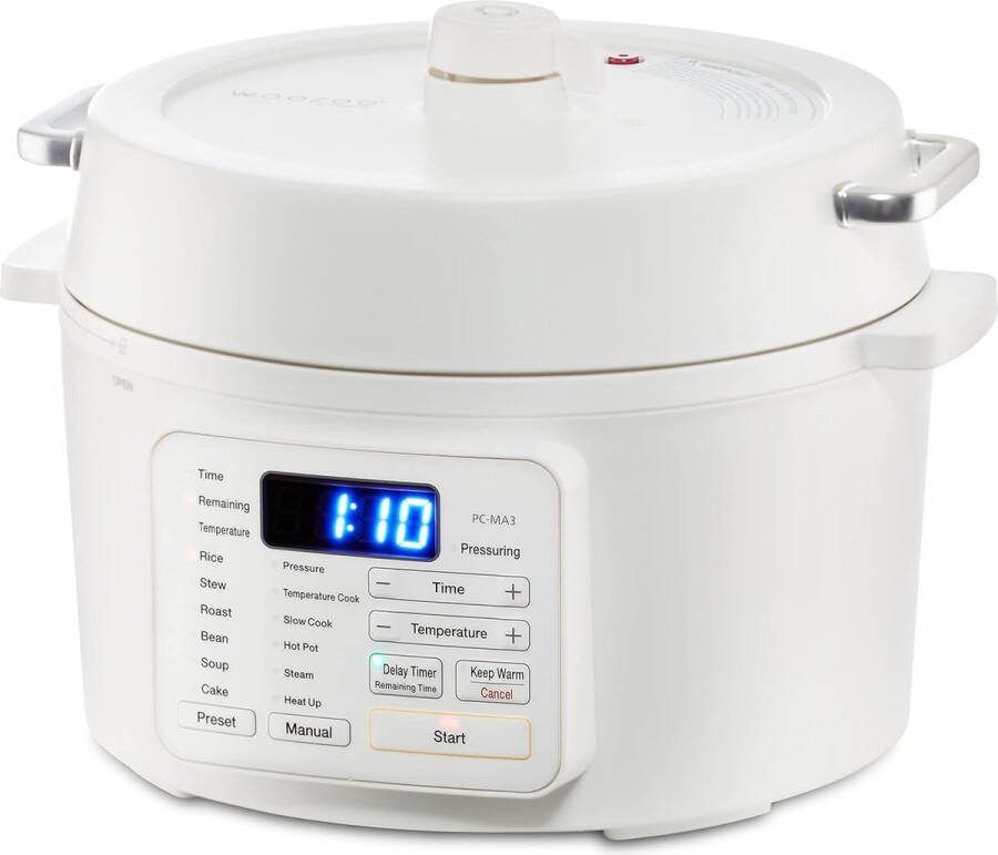 IRIS OHYAMA Woozoo PC-MA3 Alles-in-één multicooker incl. pressure cooker en rice cooker 12-in-1 met 6 handmatige standen en 6 vooraf ingestelde menu's