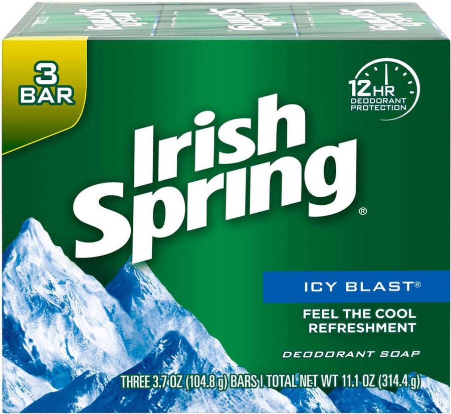 Irish Spring Deodorant Soap Icy Blast 3 Bars Zeep 3 stuks