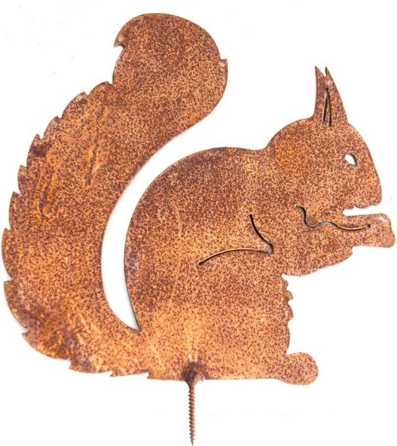 Iron Art eekhoorn ecoroest boomsteker tuinsteker tuin balkon tuindecoratie