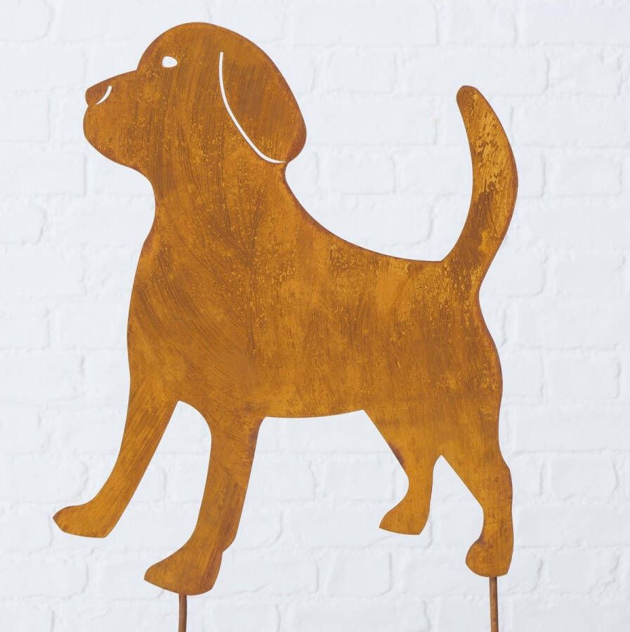 Iron Art Gazonsteker Tuinsteker HOND H 42 B 35 roestlook metaal gazonsteker- tuindecoratie