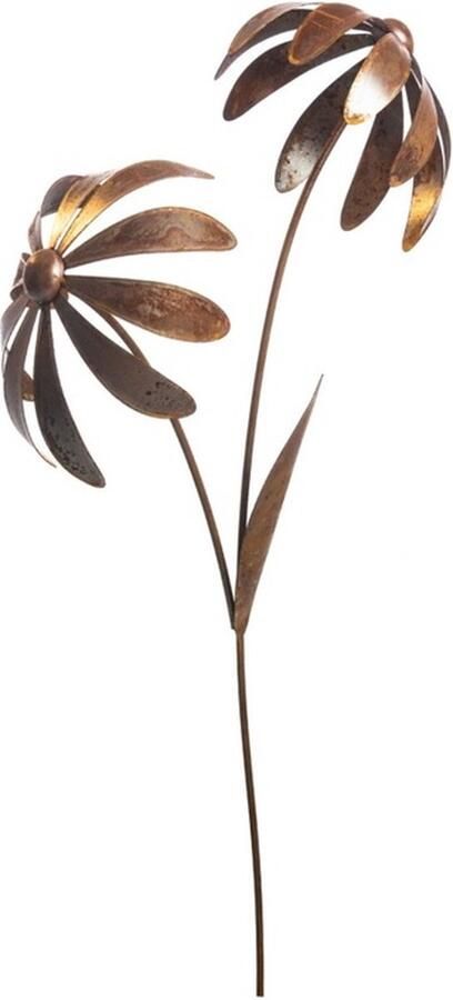 Ironart Tuinsteker Bloem ecoroest set van 2 metaal 110 cm hoog