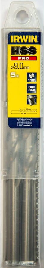 Irwin HSS PRO Metaalboor (lang) 118° 9.0MM 5PCS 10502496