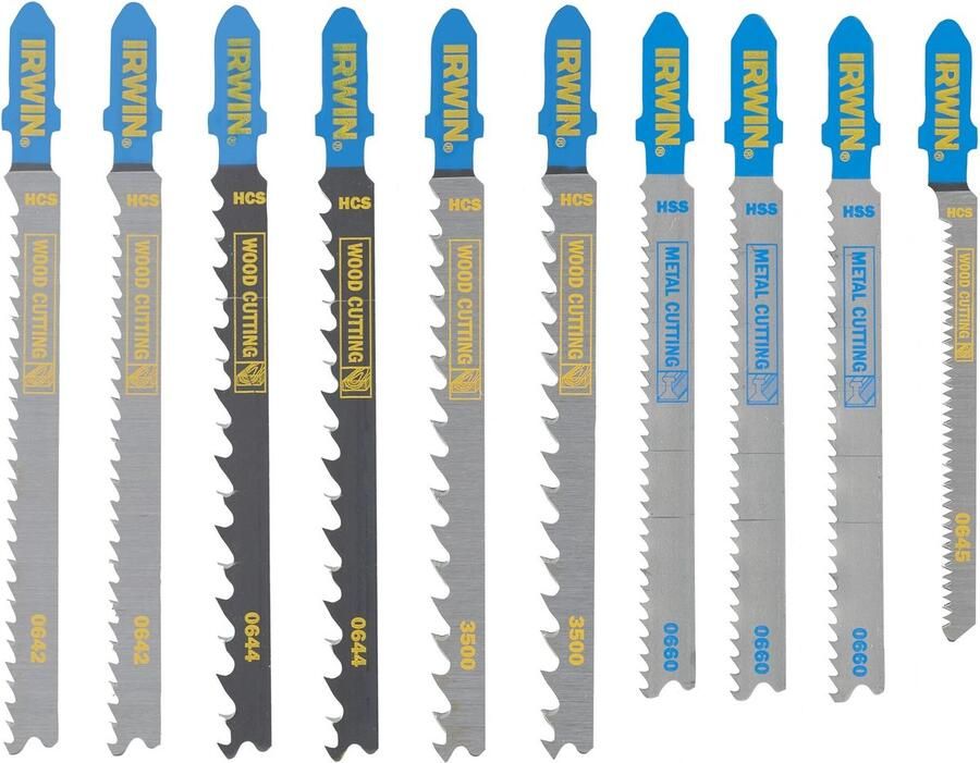 Irwin Set Pro Performence decoupeerzagen 10PCS mix 7 hout 3 metaal vertanding T-aansluiting