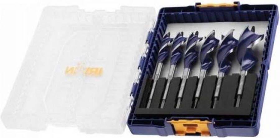 Irwin IW4042202 6-delige houtboren set in cassette Blue Groove 16 18 20 22 25 32 mm