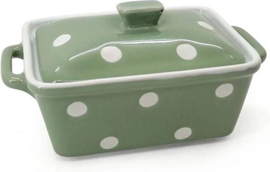 Isabelle rose Sage Green botervloot met witte stippen