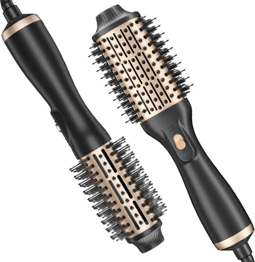 Isallure fohnborstel Multisyler Airstyler Föhnborstel Stijlborstel fohn borstel 3 warmte standen 1200W 2 snelheidsstanden Zwart Goud