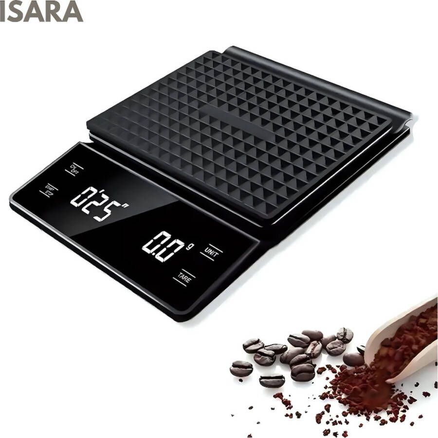 Isara Koffie Weegschaal Digitale Keukenweegschaal Precisieweegschaal – Barista – Inclusief 3 AAA Batterijen