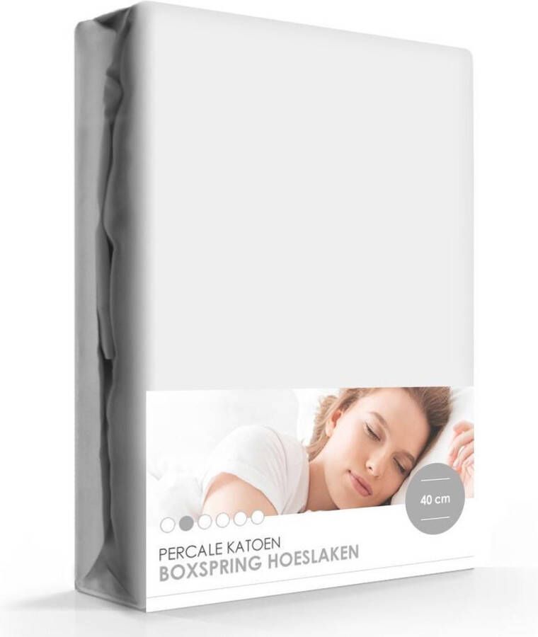 Slaaptextiel nl ISeng Percale Katoen Hoeslaken Extra Hoog Grijs-90 x 220 cm