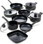 ISENVI Avon Chef Culinair set Pannenset 8 delig Ergo grepen Antraciet Keramisch 100% PFAS PTFE en PFOA vrij 100% duurzaam Unieke Antiaanbaklaag Non-stick bodem Vaatwasbestendig Geschikt voor alle warmtebronnen inclusief inductie - Thumbnail 1