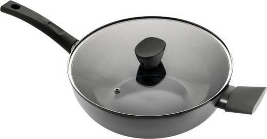 ISENVI Avon keramische wok met deksel 32 CM Ergo greep Antraciet Keramisch 100% PFAS PTFE en PFOA vrij 100% duurzaam Unieke Antiaanbaklaag Non-stick bodem Vaatwasbestendig Geschikt voor alle warmtebronnen inclusief inductie
