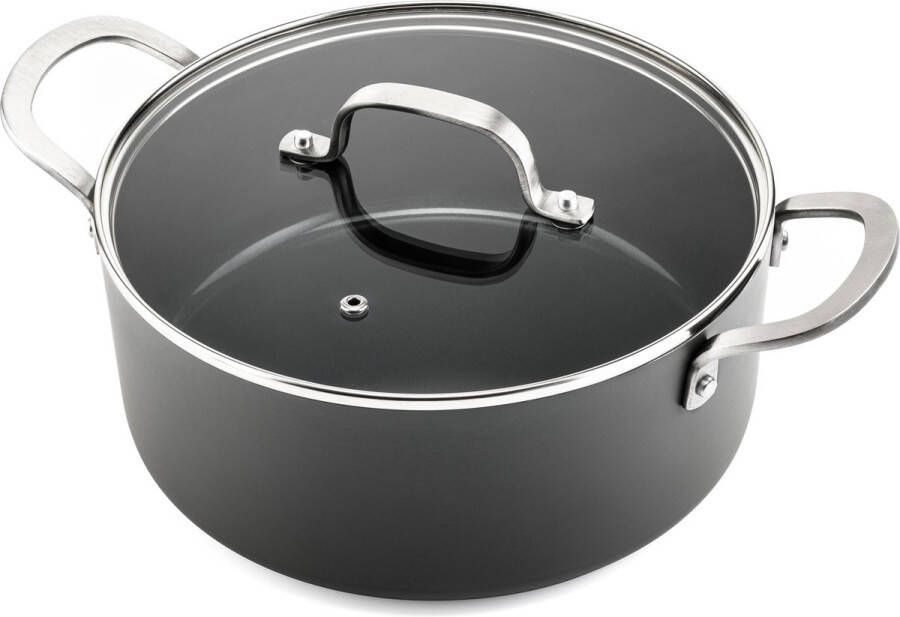 ISENVI Murray keramische kookpan 24 CM RVS greep Antraciet Keramisch 100% PFAS PTFE en PFOA vrij 100% duurzaam Unieke Antiaanbaklaag Non-stick bodem Vaatwasbestendig Geschikt voor alle warmtebronnen inclusief inductie