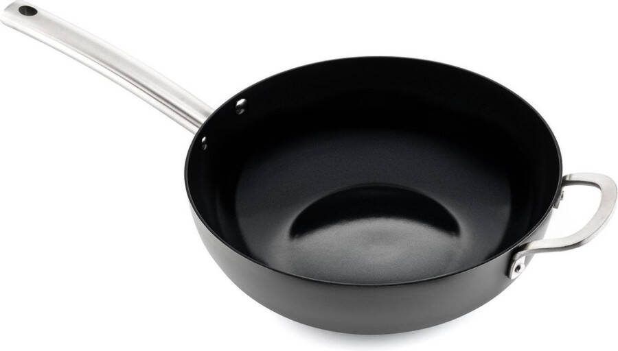 ISENVI Murray keramische wokpan 28 CM RVS greep Antraciet Keramisch 100% PFAS PTFE en PFOA vrij 100% duurzaam Unieke Antiaanbaklaag Non-stick bodem Vaatwasbestendig Geschikt voor alle warmtebronnen inclusief inductie
