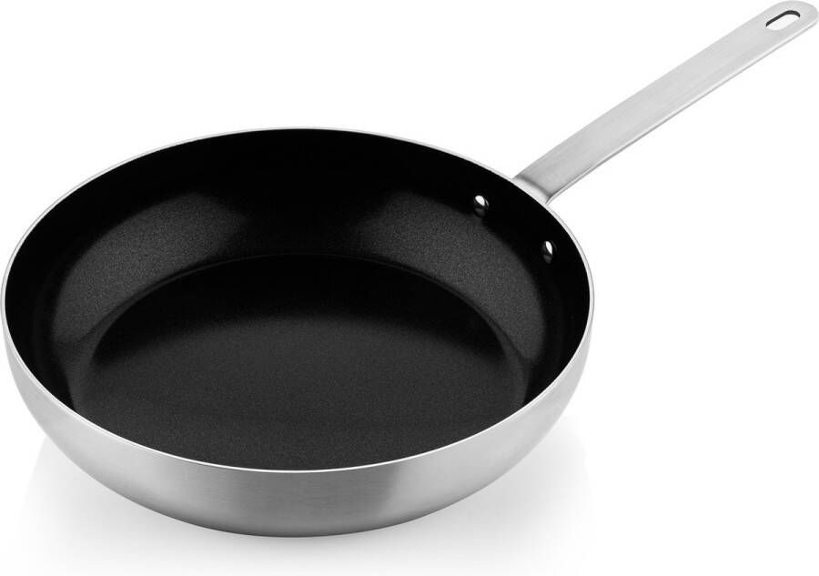 ISENVI Soenil by Koekenpan inductie 24 CM Keramische pan RVS greep Hoogglans RVS Keramisch 100% PFAS PTFE en PFOA vrij 100% duurzaam Unieke Antiaanbaklaag Vaatwasbestendig Geschikt voor alle warmtebronnen inclusief inductie