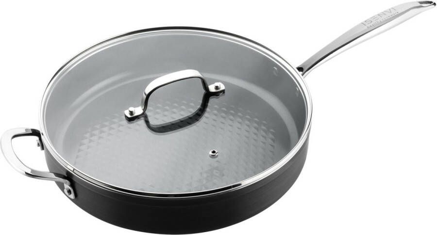 ISENVI Victoria Forged keramische hapjespan 30 CM RVS greep Antraciet Keramisch 100% PFAS PTFE en PFOA vrij 100% duurzaam Unieke Antiaanbaklaag Non-stick bodem Vaatwasbestendig* Geschikt voor alle warmtebronnen inclusief inductie