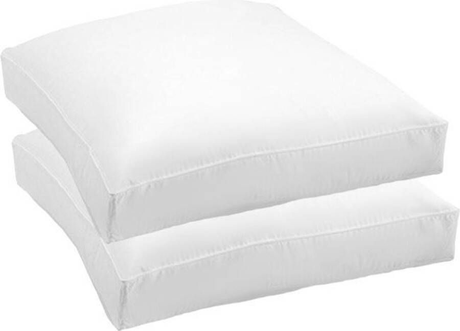 ISleep Belgisch Hoofdkussen Set (2 Stuks) Boxkussen Dreampearls 50x50x10 cm Wit