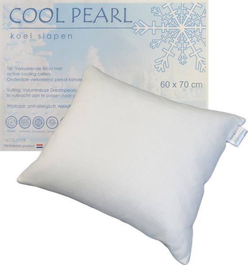 ISleep Cool Pearl Hoofdkussen Koel Slapen Actief Verkoelende Tijk Ventilerend Anti Allergisch & Wasbaar 60x70 cm