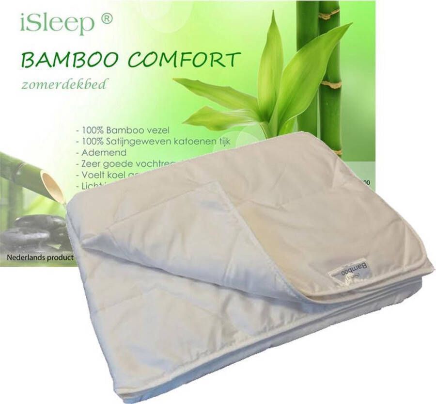 ISleep Dekbed Zomer Bamboo Comfort 100% Bamboe Eenpersoons 140x200 cm Wit