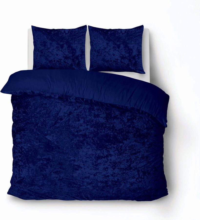ISleep Dekbedovertrek Crushed Velvet Blauw Lits-jumeaux 240x200 220 cm