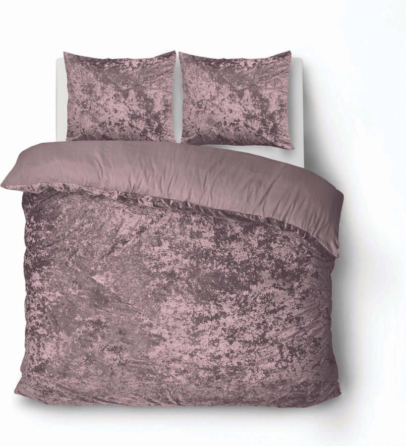 ISleep Dekbedovertrek Crushed Velvet Roze Lits-jumeaux 240x200 220 cm
