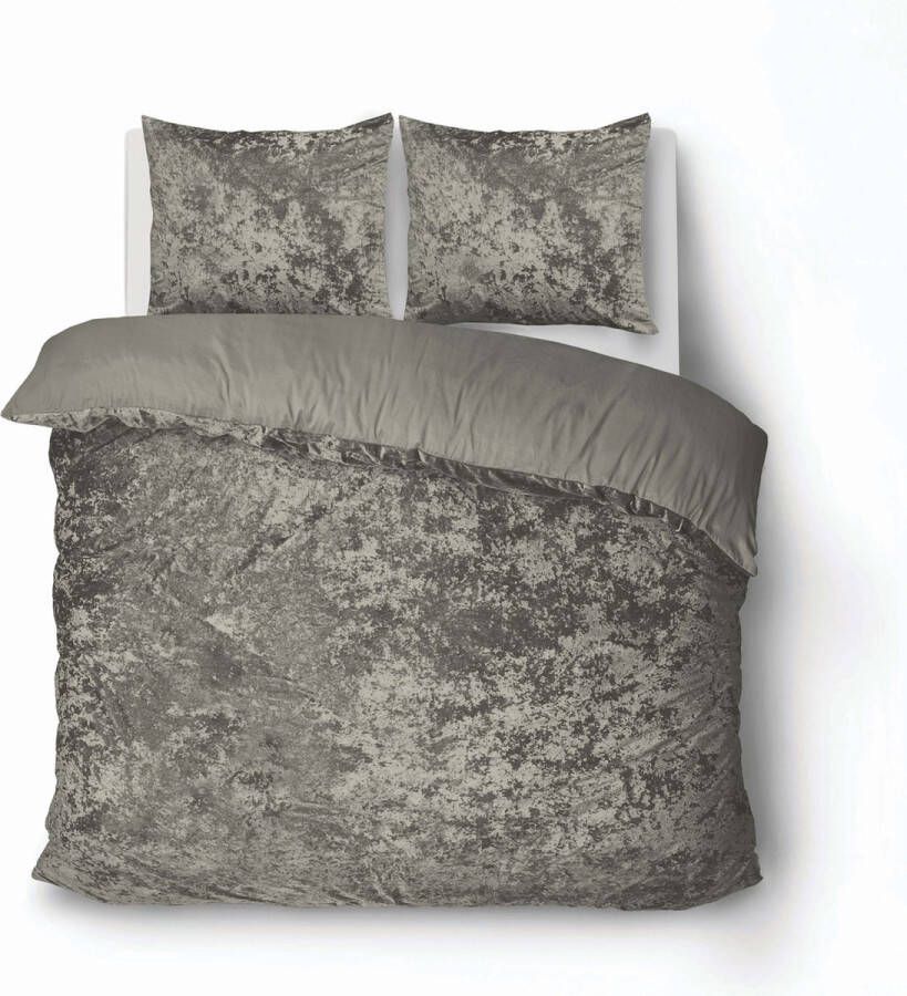 ISleep Dekbedovertrek Crushed Velvet Zand Lits-jumeaux 240x200 220 cm