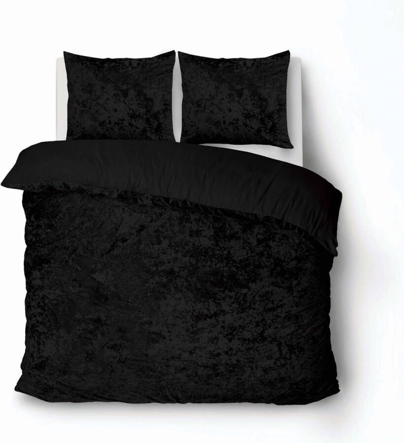 ISleep Dekbedovertrek Crushed Velvet Zwart Lits-jumeaux 240x200 220 cm
