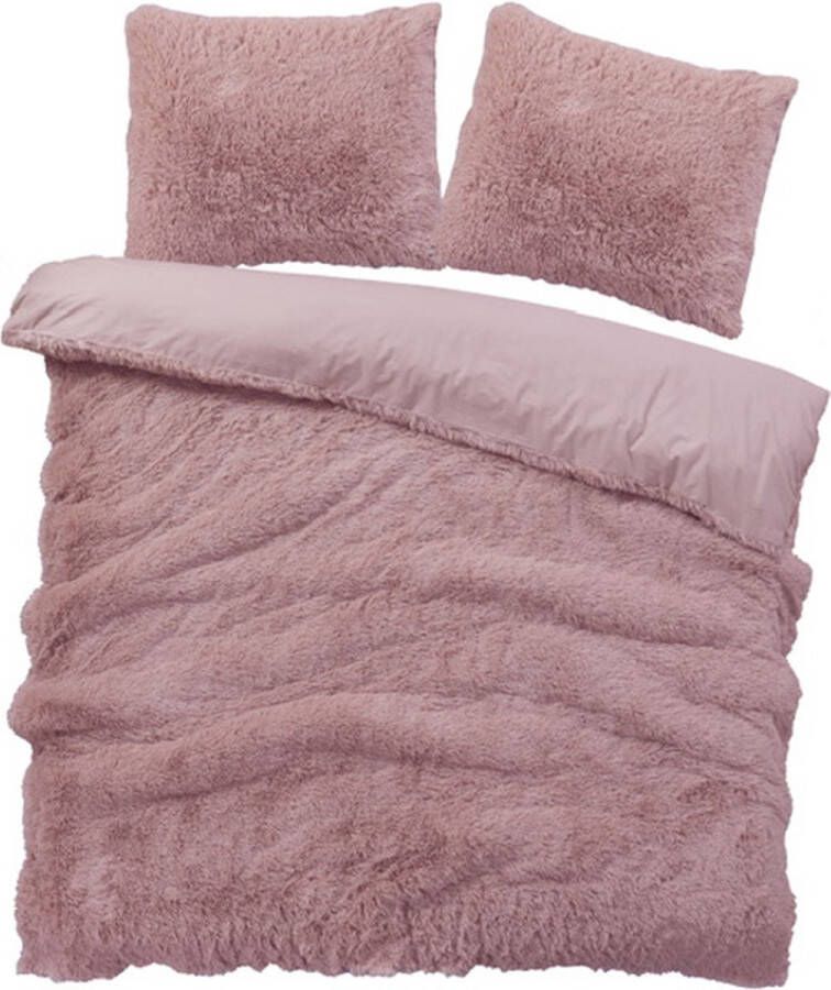 ISleep Dekbedovertrek Teddy Plush Roze Lits-jumeaux 240x200 220 cm