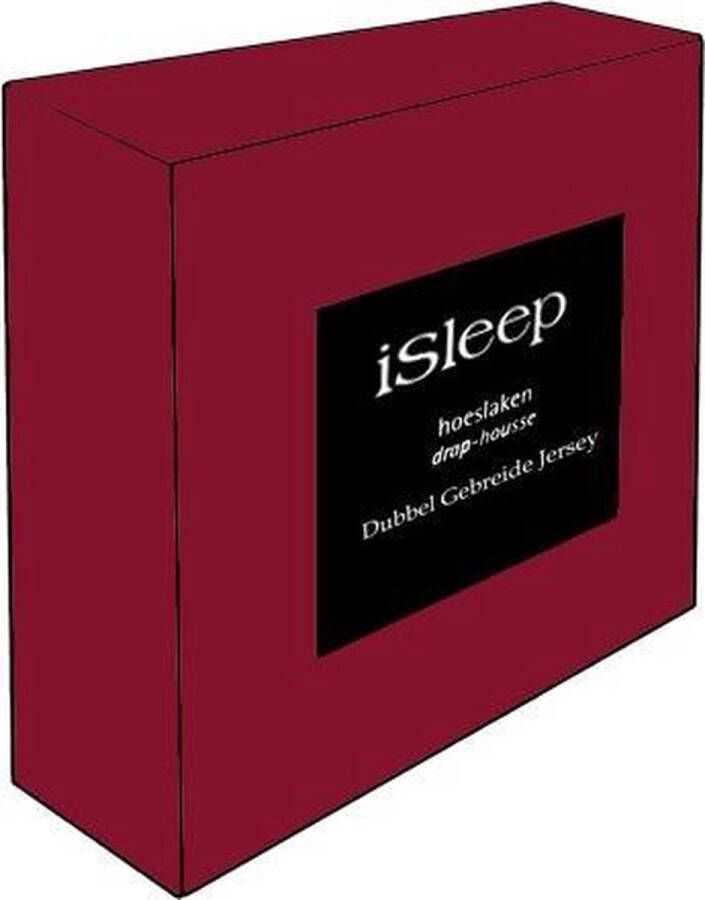 ISleep Dubbel Jersey Hoeslaken Eenpersoons 80 90x200 cm Bordeaux