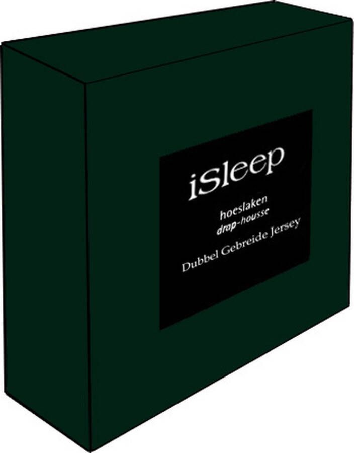 ISleep Dubbel Jersey Hoeslaken Eenpersoons 80 90x200 cm Donker Groen