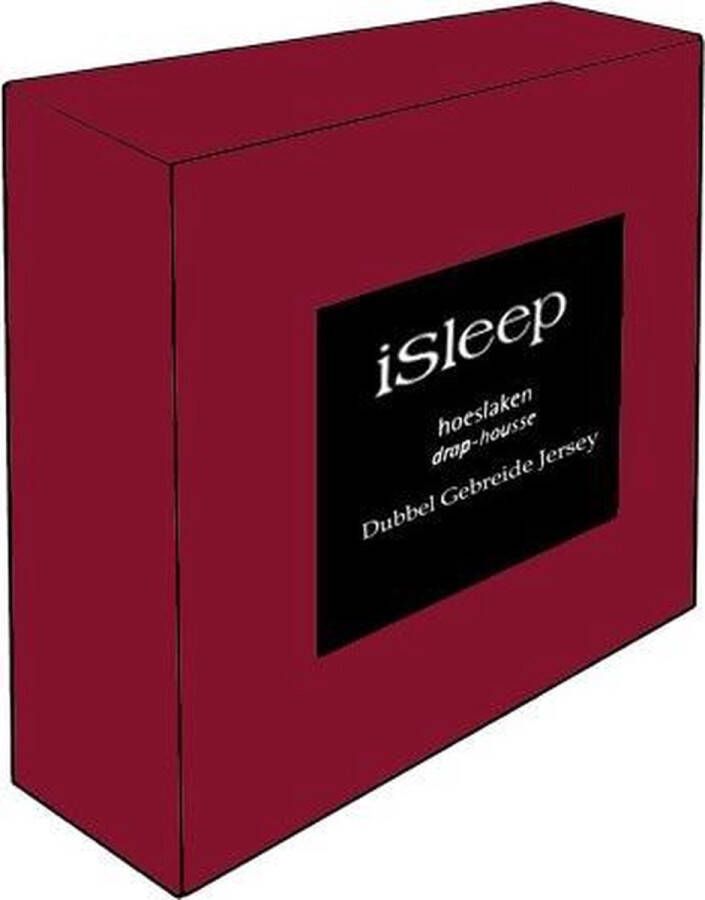 ISleep Dubbel Jersey Hoeslaken Litsjumeaux XXL 210x220 230 cm Bordeaux