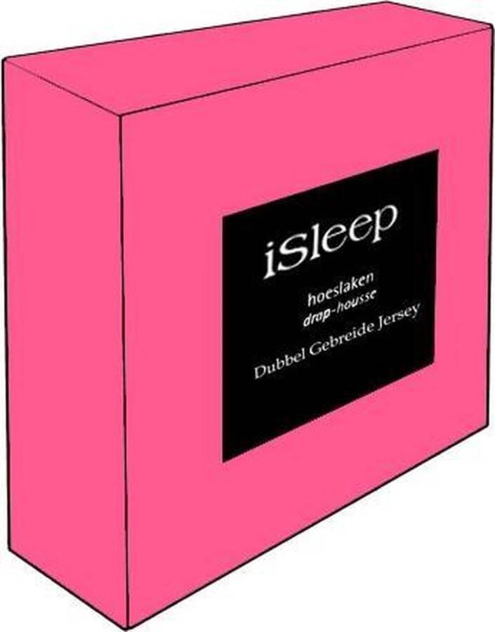 ISleep Dubbel Jersey Hoeslaken Eenpersoons 90 100x220 cm Roze