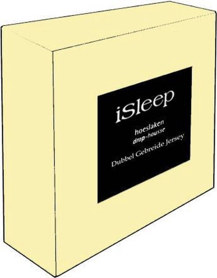 ISleep Dubbel Jersey Hoeslaken Litsjumeaux XL 190x210 220 cm Licht Geel