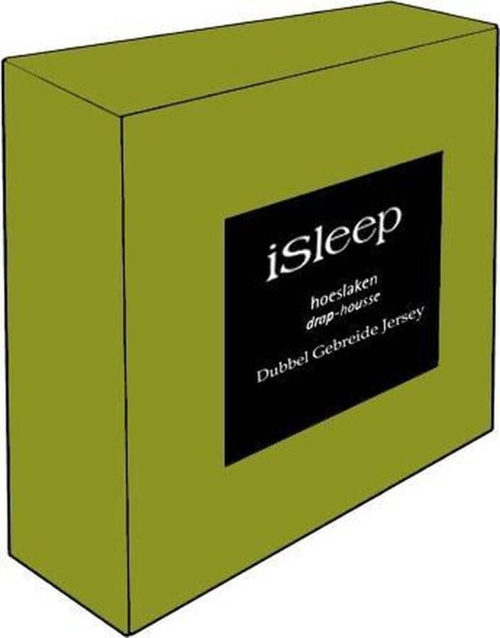 ISleep Dubbel Jersey Hoeslaken Litsjumeaux XL 190x210 220 cm Groen