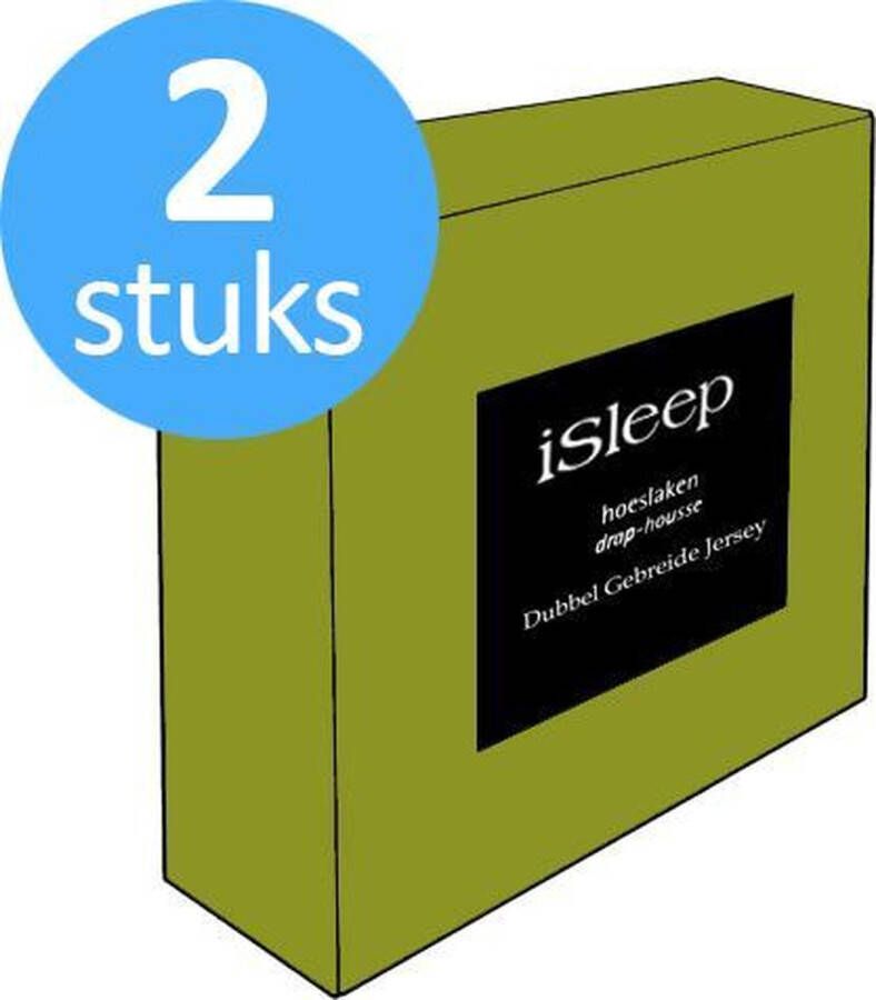 ISleep Dubbel Jersey Hoeslaken Voordeelset (2 Stuks) Eenpersoons 80 90x200 cm Groen