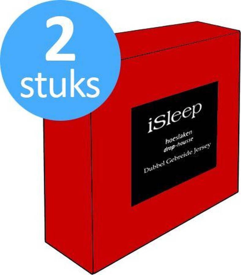 ISleep Dubbel Jersey Hoeslaken Voordeelset (2 Stuks) Eenpersoons 80 90x200 cm Rood
