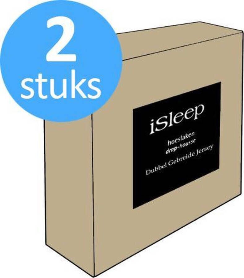 ISleep Dubbel Jersey Hoeslaken Voordeelset (2 Stuks) Eenpersoons 80 90x200 cm Taupe