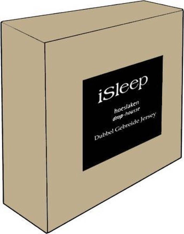 ISleep Dubbel Jersey Split-Topper Hoeslaken Tweepersoons 160x200 210 cm Taupe