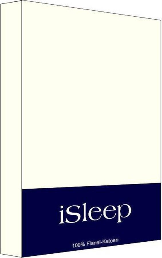 ISleep Flanel Hoeslaken Tweepersoons 160x200 cm Licht Beige