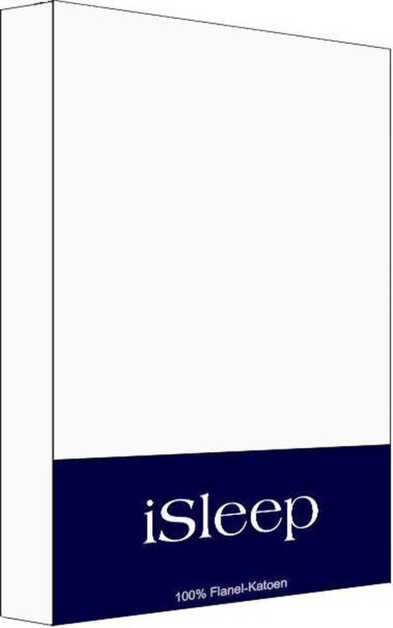 ISleep Flanel Hoeslaken Tweepersoons 160x200 cm Wit