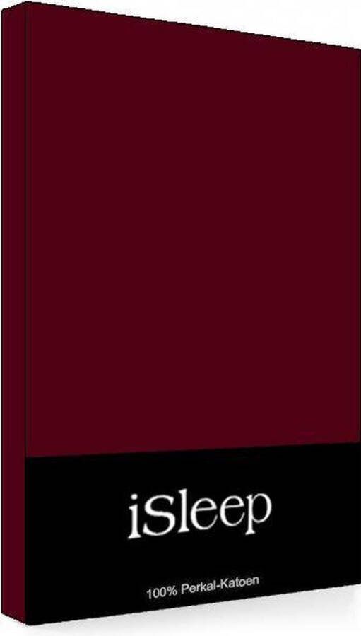 ISleep Perkal Hoeslaken Tweepersoons 160x200 cm Bordeaux