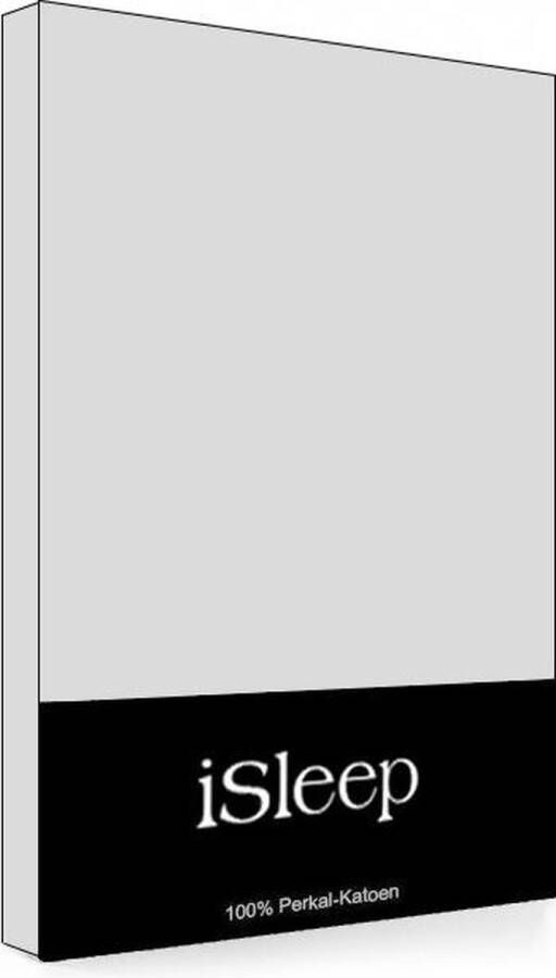 ISleep Perkal Hoeslaken Tweepersoons 140x200 cm Zilver